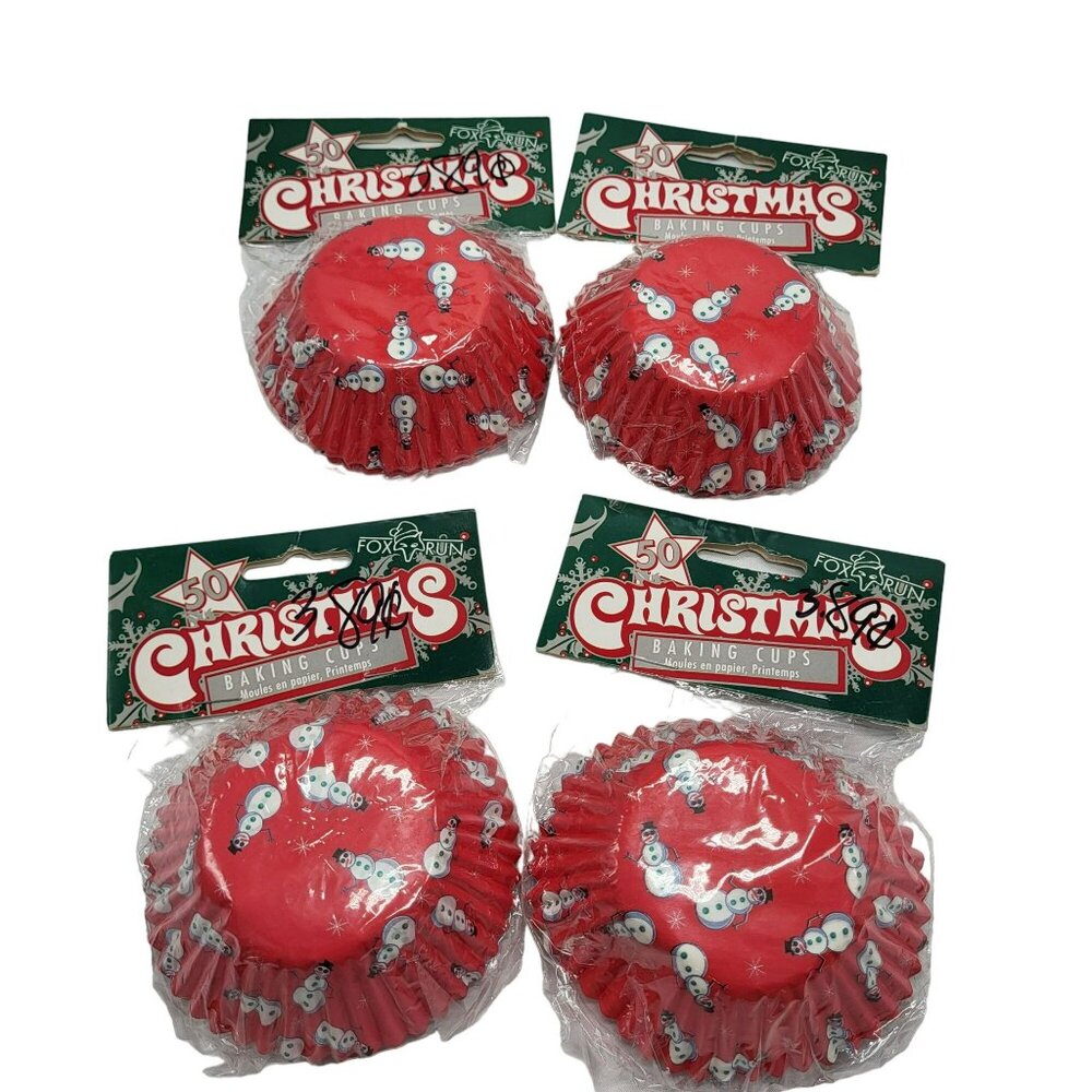 Fox Run Christmas Holiday Snowman Baking Cups Cupcake Liners Holders 4 Pk 200 Pc